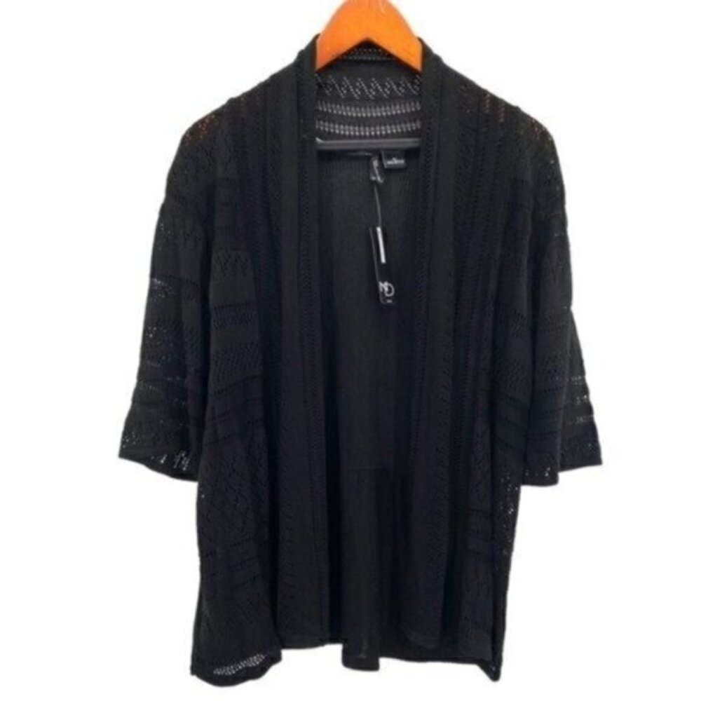 New Directions Women’s Black Knit Open Front Cardigan Sweater